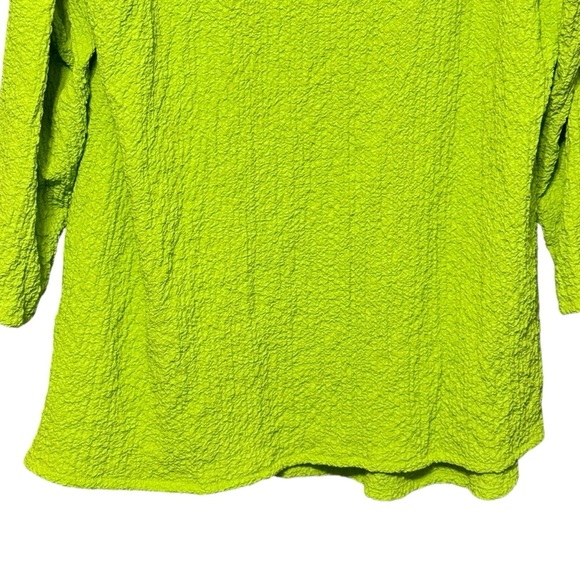 Ali Miles Crinkle Button Detail Artsy Long Sleeve Bright Green Tunic - Picture 10 of 13